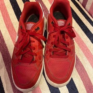 Red and White Nike Air Force one size 10